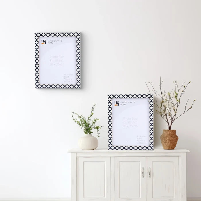 Handmade Casablanca Negra Resin Inlay Picture Frame Set 2, for tabletop or wall display