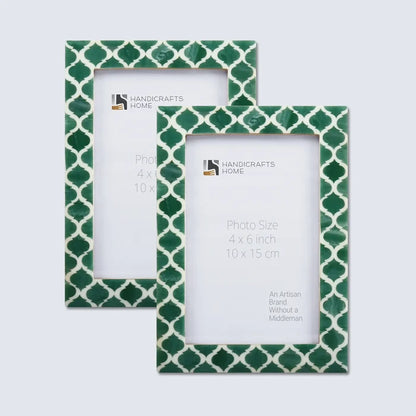 Handmade Casablanca Verde Resin Inlay Picture Frame Set 2, for tabletop or wall display