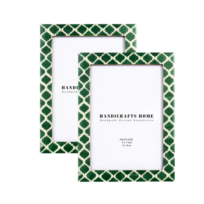 Handmade Casablanca Verde Resin Inlay Picture Frame Set 2, for tabletop or wall display