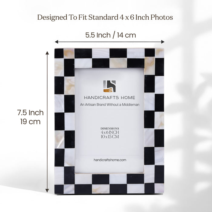 Checkerboard Mother of Pearl & Resin Picture Frames | 4x6 & 5x7
