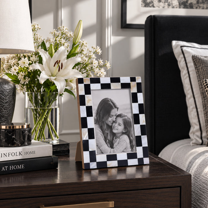Checkerboard Mother of Pearl & Resin Picture Frames | 4x6 & 5x7