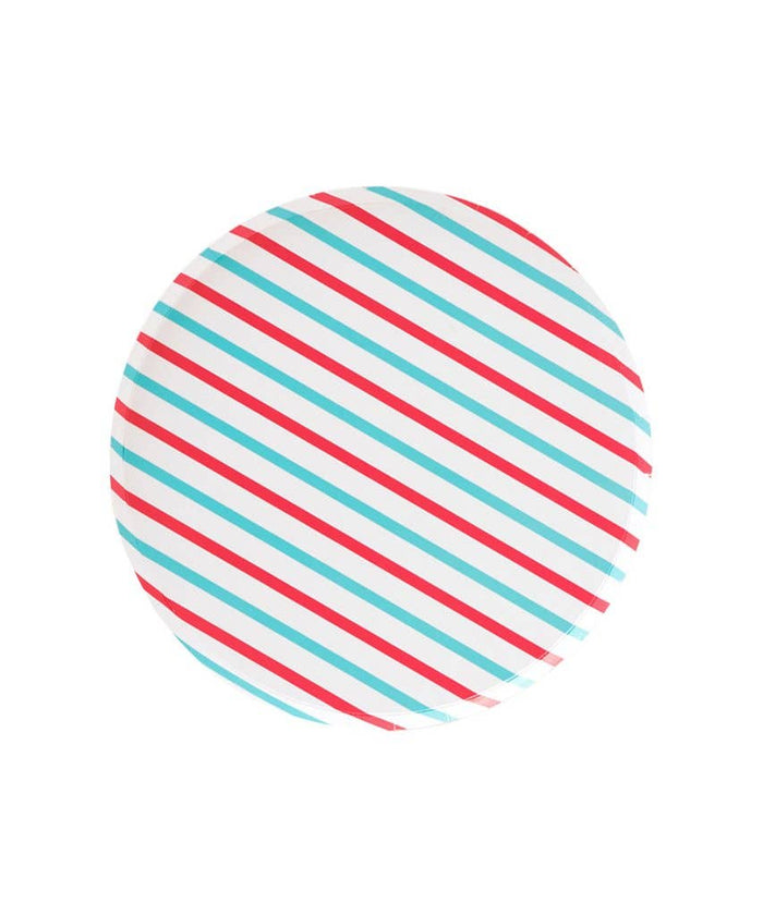Cherry + Sky Stripe Plate - 7inch