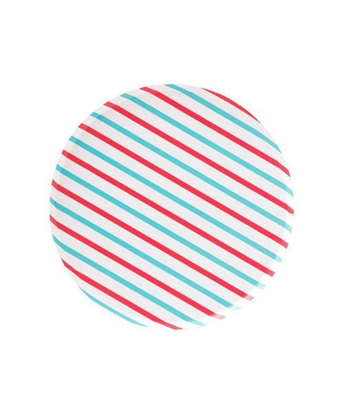 Cherry + Sky Stripe Plate - 7inch