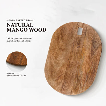Chopping Board Oval Rectangle –Wood, in 14x9.75"