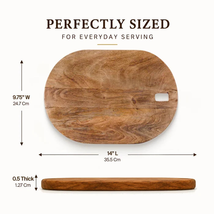 Chopping Board Oval Rectangle –Wood, in 14x9.75"