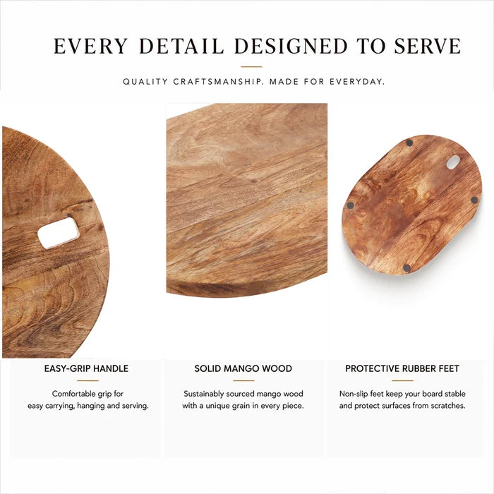 Chopping Board Oval Rectangle –Wood, in 14x9.75"