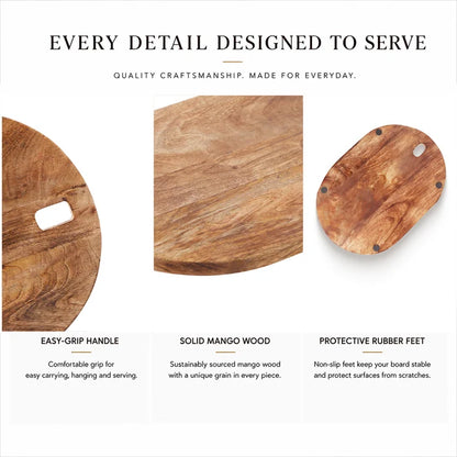 Chopping Board Oval Rectangle –Wood, in 14x9.75"