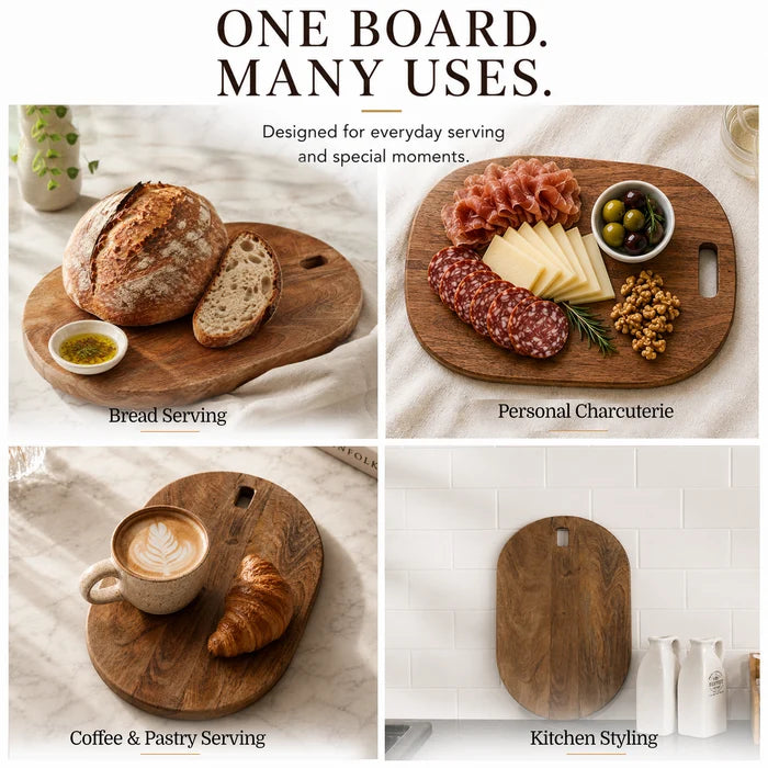 Chopping Board Oval Rectangle –Wood, in 14x9.75"