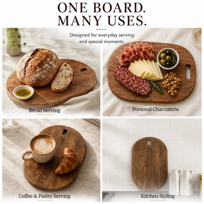 Chopping Board Oval Rectangle –Wood, in 14x9.75"