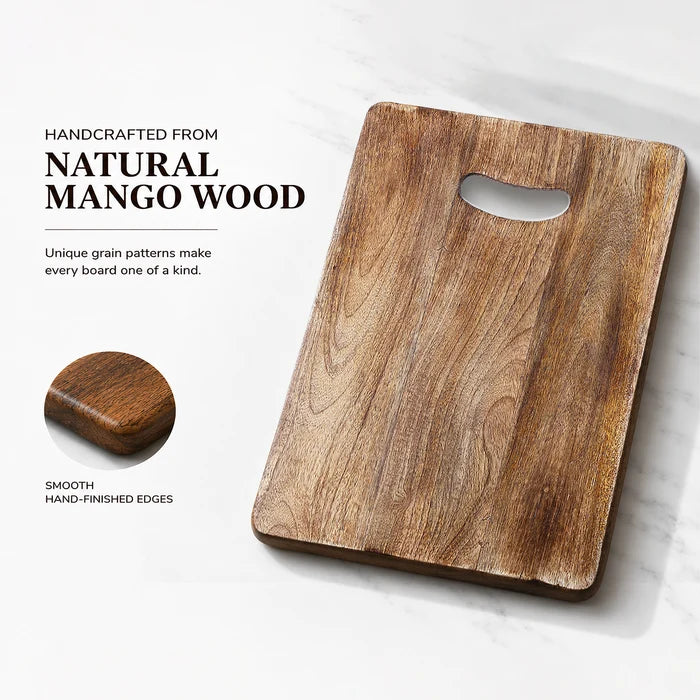 Chopping Board Rectangular with Slot Handle –Wood, in 15x12"