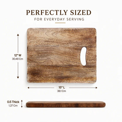 Chopping Board Rectangular with Slot Handle –Wood, in 15x12"