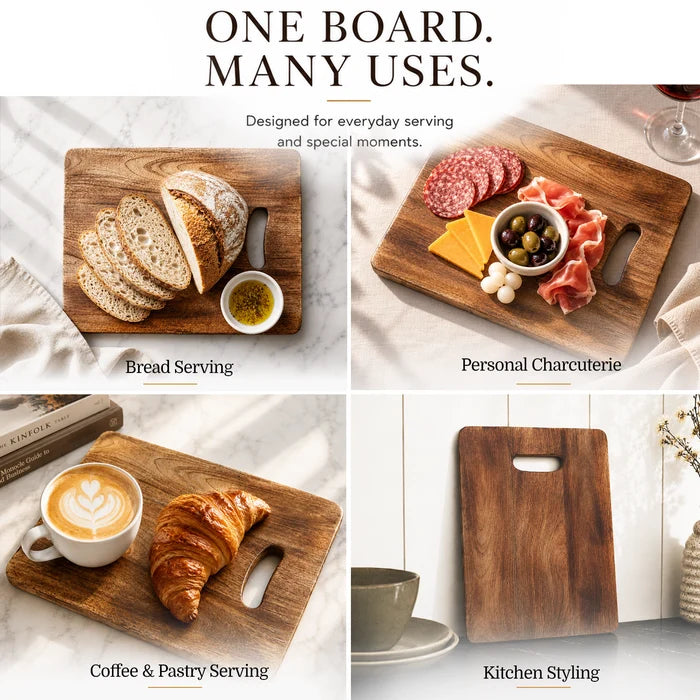 Chopping Board Rectangular with Slot Handle –Wood, in 15x12"
