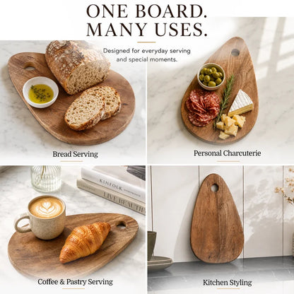Chopping Board Teardrop Shape with Hanging Hole –Wood, in 15.75x9.75"