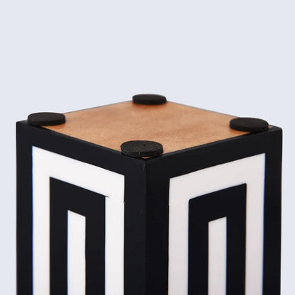 Concentric Resin Inlay Desk Organizer | Black & White | 3x4"
