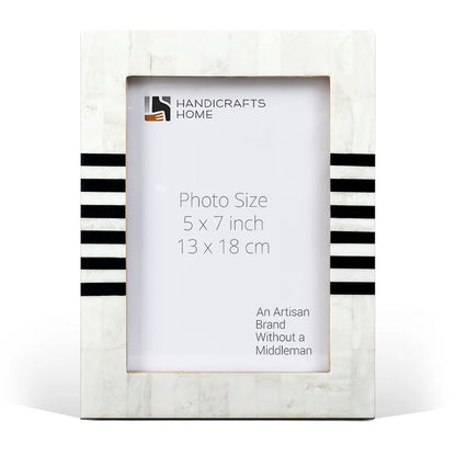 Handmade Contour Lado Modern Black & White Resin Inlay Picture Frames, for tabletop or wall display