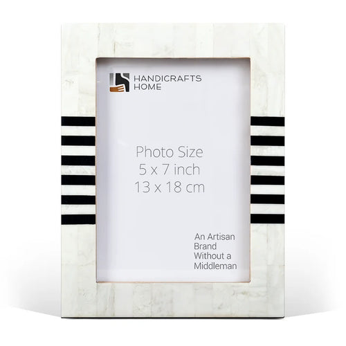 Handmade Contour Lado Modern Black & White Resin Inlay Picture Frames, for tabletop or wall display