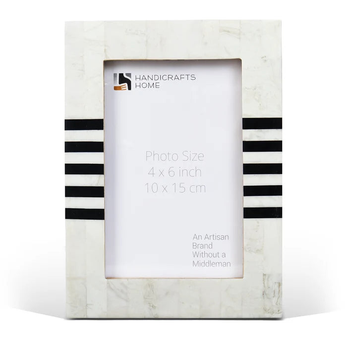 Handmade Contour Lado Modern Black & White Resin Inlay Picture Frames, for tabletop or wall display