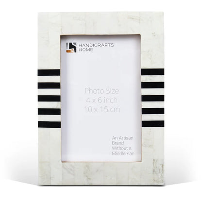 Handmade Contour Lado Modern Black & White Resin Inlay Picture Frames, for tabletop or wall display