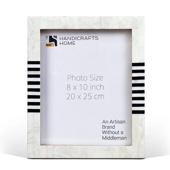 Handmade Contour Lado Modern Black & White Resin Inlay Picture Frames, for tabletop or wall display
