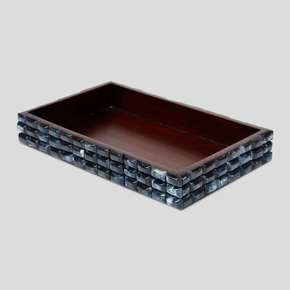 Countertop and vanity tray handmade illusion ice pattern 10x6 towel tray blue