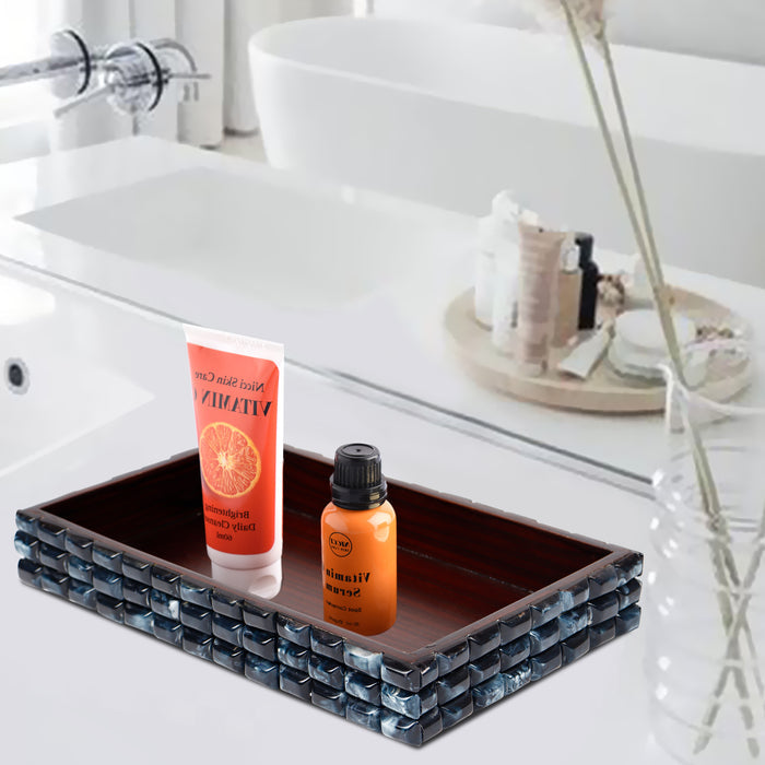 countertop and vanity tray handmade illusion ice pattern 10x6 towel tray blue