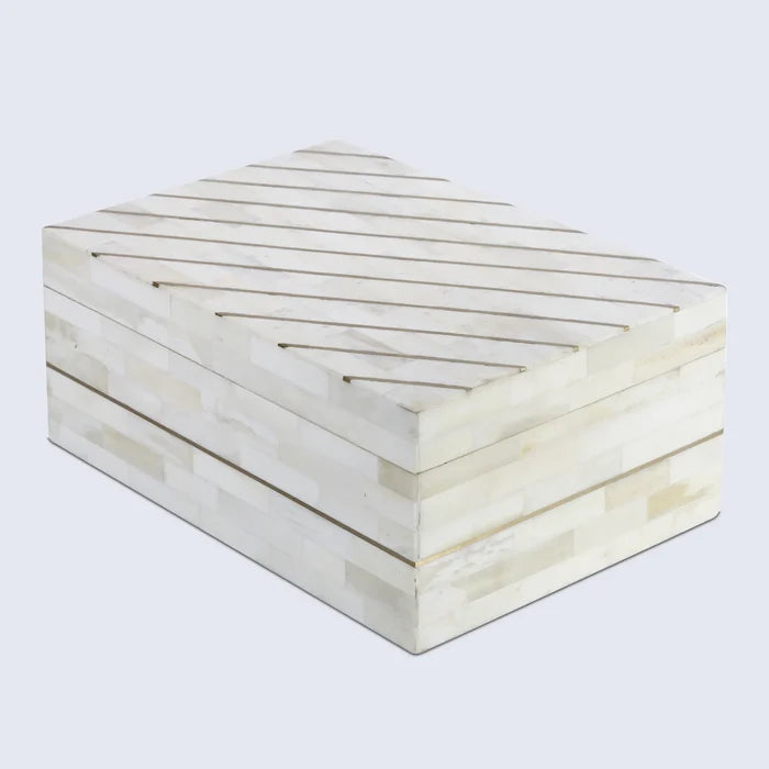 Decorative box Aegean pearl Bone Inlay, Brass available in 2 sizes