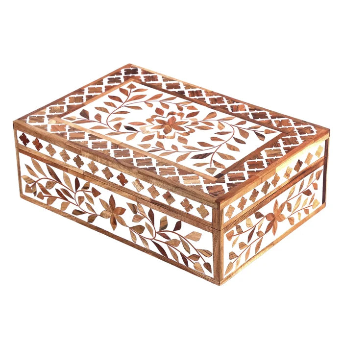 Handmade Decorative box Alhambra bouquet Wood & Resin Inlay 12x8x4 inch, for jewelry and keepsake storage