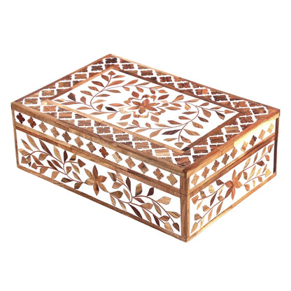 Handmade Decorative box Alhambra bouquet Wood & Resin Inlay 12x8x4 inch, for jewelry and keepsake storage