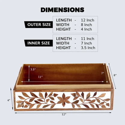 Decorative box Alhambra bouquet Wood & Resin Inlay 12x8x4 inch