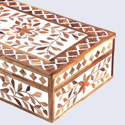 Decorative box Alhambra bouquet Wood & Resin Inlay 12x8x4 inch