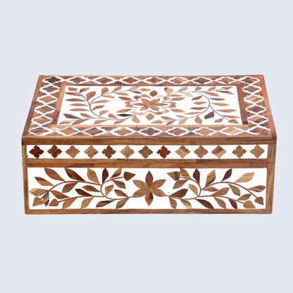 Decorative box Alhambra bouquet Wood & Resin Inlay 12x8x4 inch