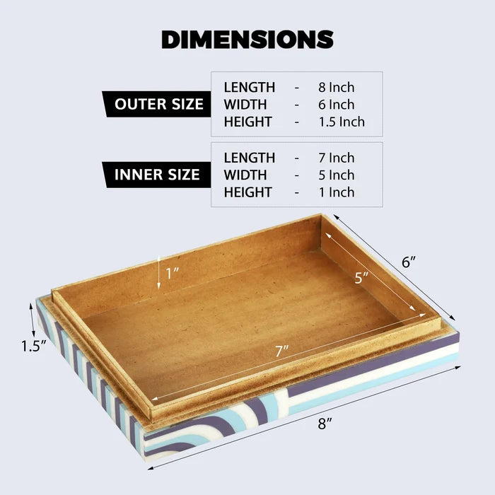 Decorative box Carnaby hip Resin Inlay 8 x 6 x 1.5 inch