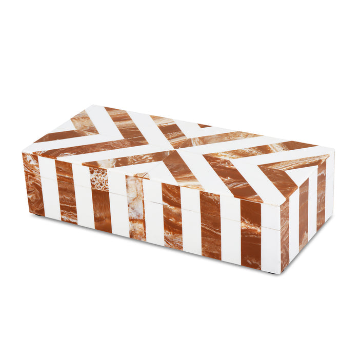 Handmade Decorative box chevron brown white Bone Inlay available in 5 sizes, for jewelry and keepsake storage