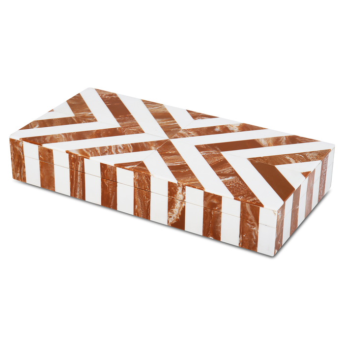 Decorative box chevron brown white Bone Inlay available in 5 sizes