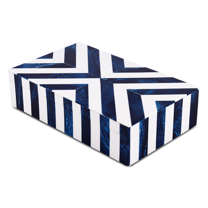 Decorative Box Chevron Pattern Resin Inlay blue white available in 6 sizes