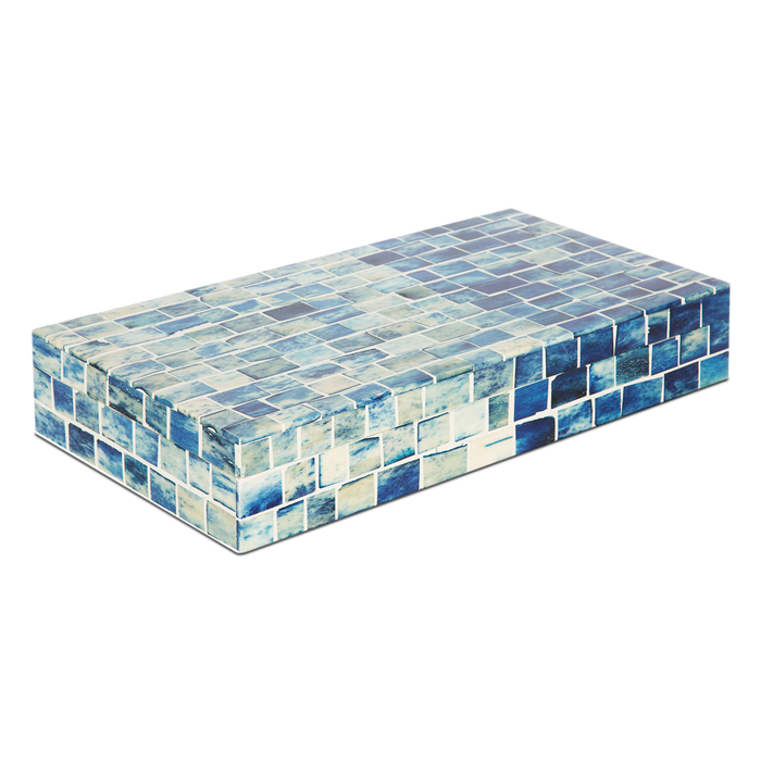 Decorative Box Indigo Mosaic Resin &  Bone Inlay, 2 Sizes