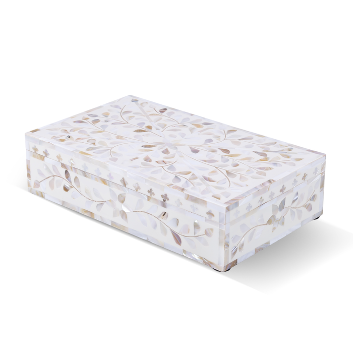 Handmade Decorative Storage Box Alhambra Collection Mother of Pearl & Resin Inlay Multi– 10x6x2.5