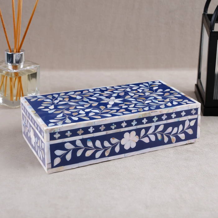 Handmade Decorative Storage Box Alhambra Collection Mother of Pearl & Resin Inlay Multi– 10x6x2.5