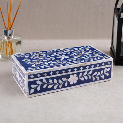 Handmade Decorative Storage Box Alhambra Collection Mother of Pearl & Resin Inlay Multi– 10x6x2.5