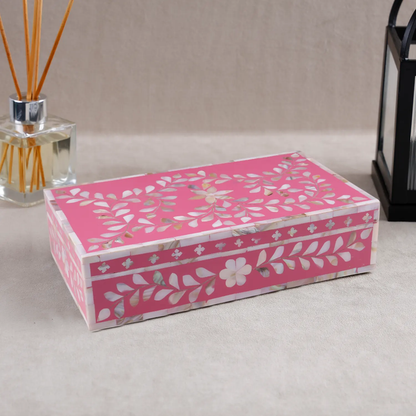 Handmade Decorative Storage Box Alhambra Collection Mother of Pearl & Resin Inlay Multi– 10x6x2.5
