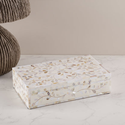 Decorative Storage Box Alhambra Collection Mother of Pearl & Resin Inlay Multi– 10x6x2.5