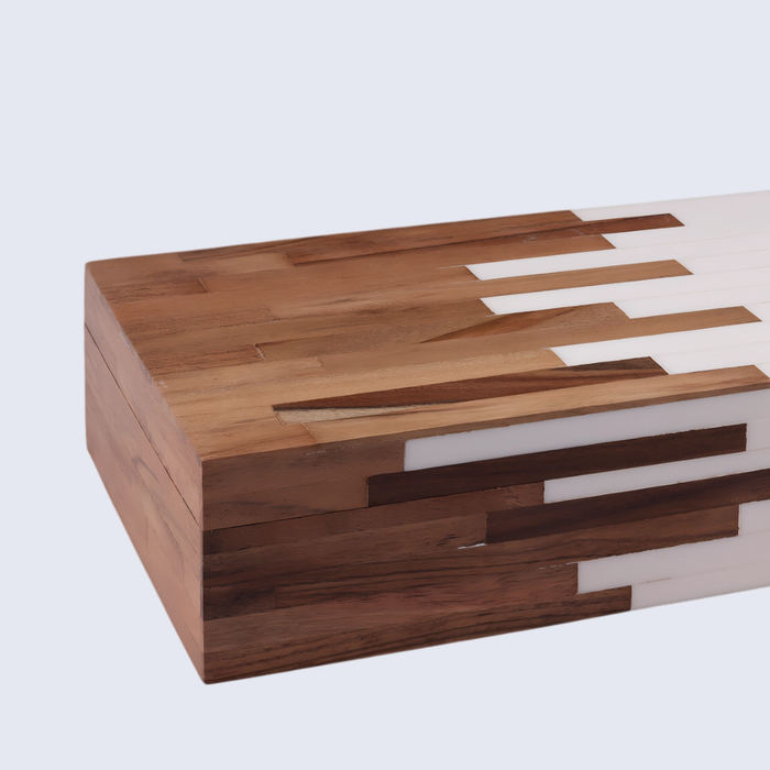 Decorative Storage Box Equalizer Collection Wood & Resin Inlay Brown & White – 3 Sizes