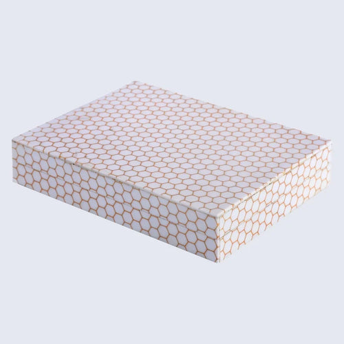 Handmade Decorative Storage Box Hive Honey Collection Resin Inlay, 8" x 6" x 1.5"