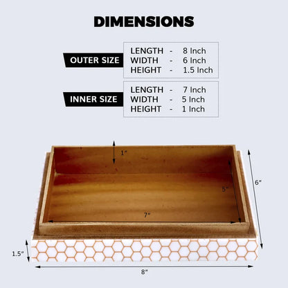 Decorative Storage Box Hive Honey Collection Resin Inlay, 8" x 6" x 1.5"