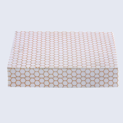 Decorative Storage Box Hive Honey Collection Resin Inlay, 8" x 6" x 1.5"