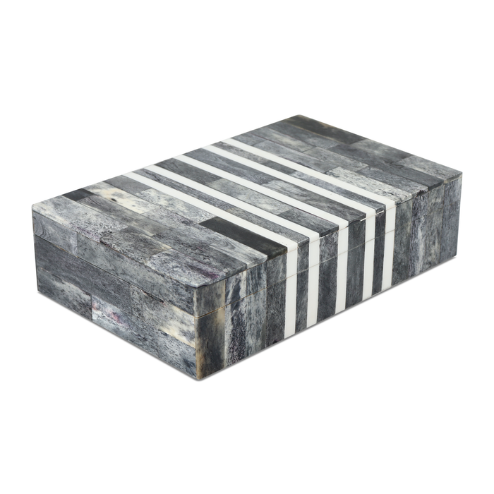 Handmade Decorative Storage Box Patisserie Cafe Bone & Resin Inlay, Grey - 7 Sizes