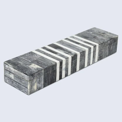 Handmade Decorative Storage Box Patisserie Cafe Bone & Resin Inlay, Grey - 7 Sizes