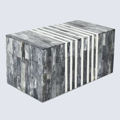 Handmade Decorative Storage Box Patisserie Cafe Bone & Resin Inlay, Grey - 7 Sizes