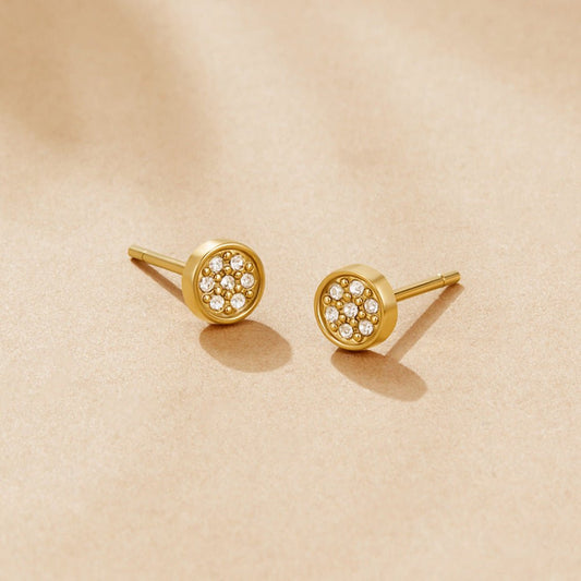 Elaine Crystal Disc Stud Earrings