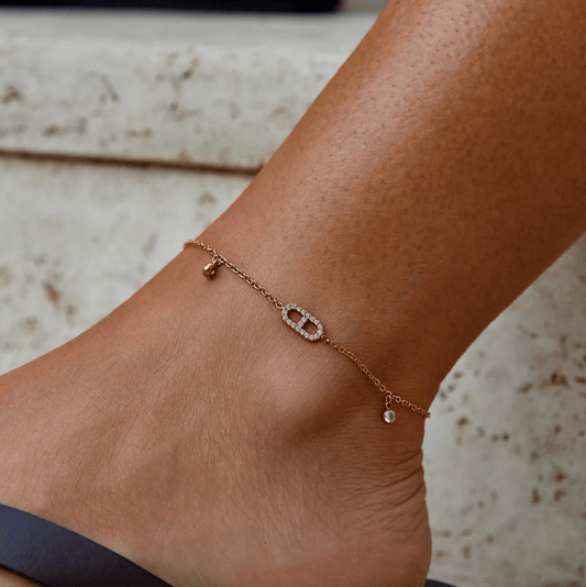 Eliza Gold Crystal Anklet